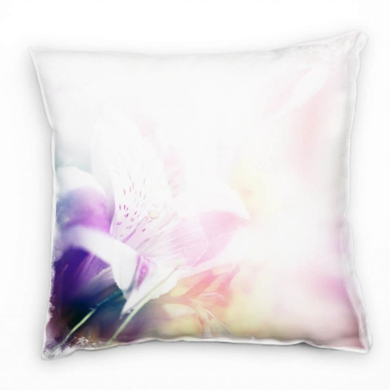 Blumen, rosa, lila, Pastellfarben, Unscharf Deko Kissen 40x40cm für Couch Sofa Lounge Zierkissen