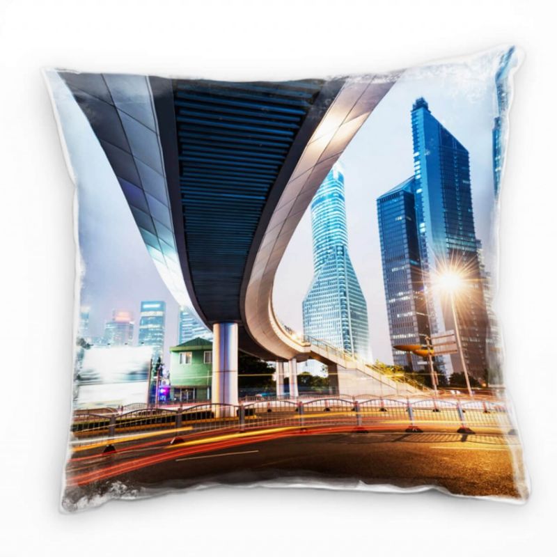 Urban und City , Brücke, China, Hochhäuser Deko Kissen 40x40cm für Couch Sofa Lounge Zierkissen