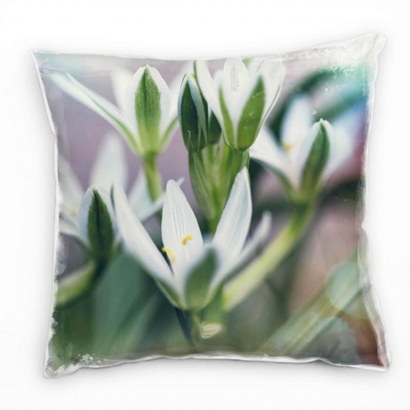 Blumen, Schneeglöckchen, grün, weiß Deko Kissen 40x40cm für Couch Sofa Lounge Zierkissen