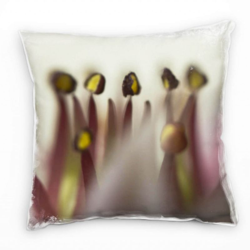 Macro, Blumen, weiß, braun, grün Deko Kissen 40x40cm für Couch Sofa Lounge Zierkissen