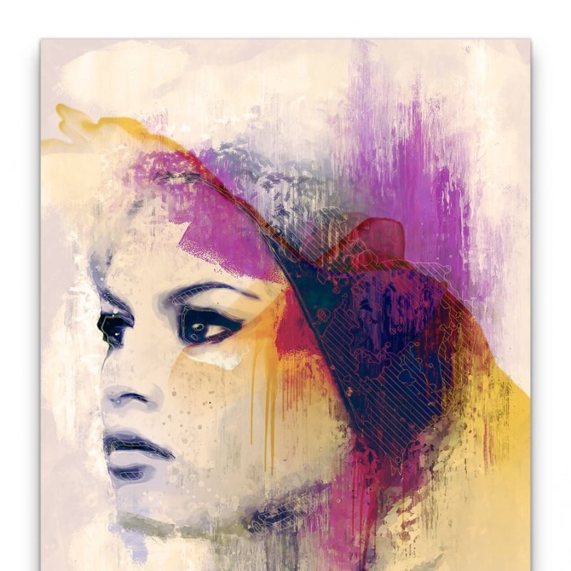 Brigitte Bardot Porträt Abstrakt Kunst Farbenfroh Schön 60x90cm Leinwandbild