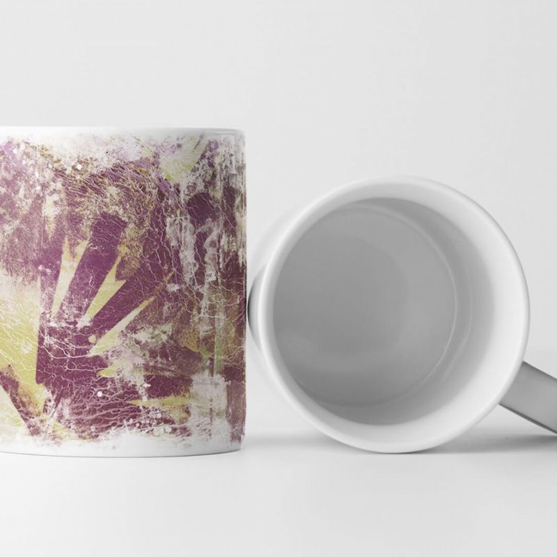 Tasse Geschenk blassviolettrote – blass-goldrute farbige Abstraktion; weiße Elemente