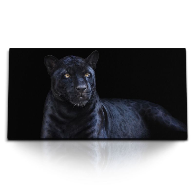 Kunstdruck Bilder 120x60cm Schwarzer Panther Jaguar Tierfotografie Raubkatze