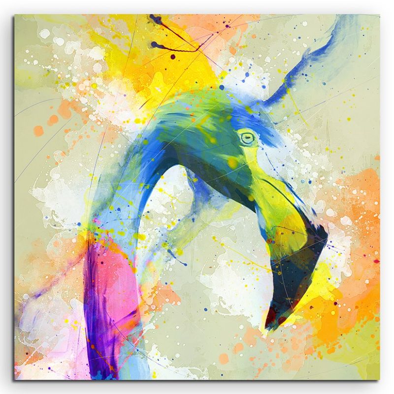 Flamingo I 60x60cm Aquarell Art Leinwandbild