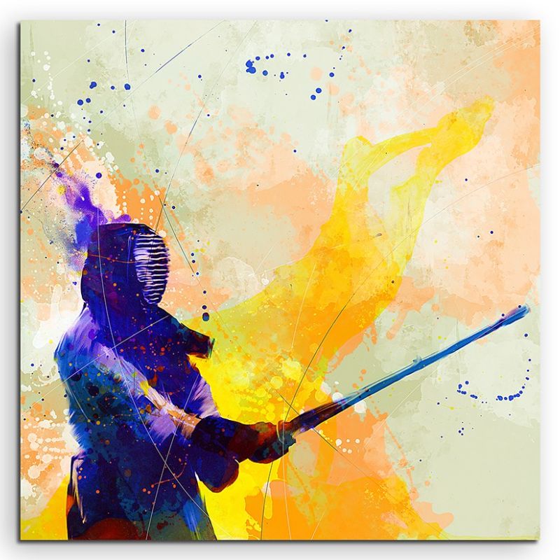 Kendo III 60x60cm Aquarell Art Leinwandbild