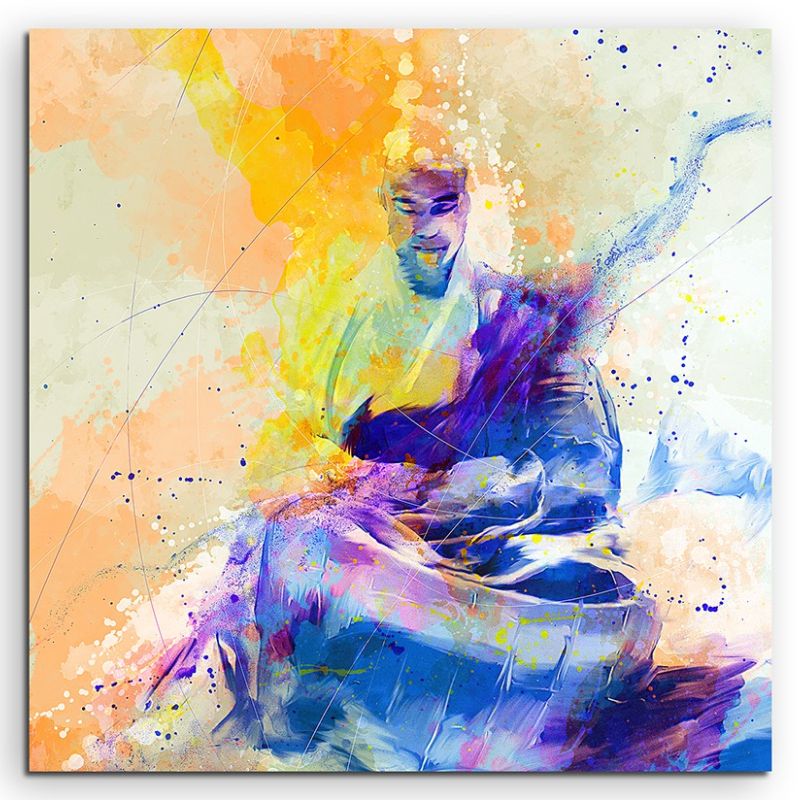 Kung Fu II 60x60cm Aquarell Art Leinwandbild