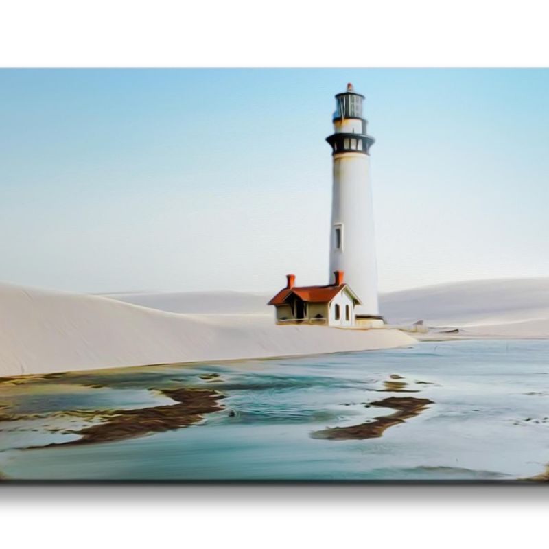 Leinwandbild 120x60cm Leuchtturm Ostsee Strand Sanddünen Sand Natur Schön Kunstvoll