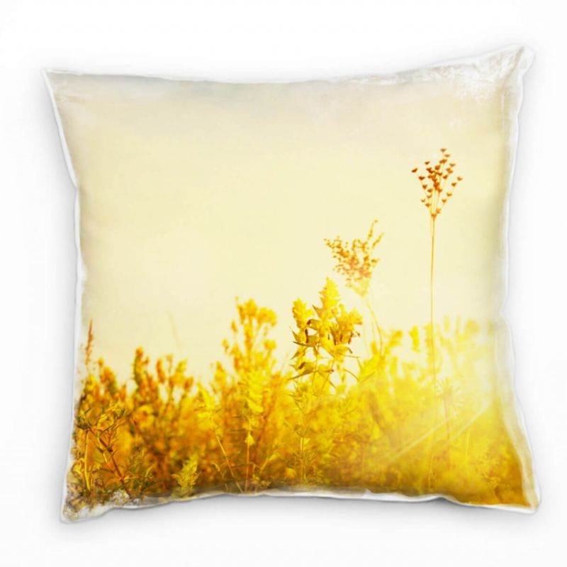 Natur, Sommer, gelb, Sonnenstrahlen, Pflanzen Deko Kissen 40x40cm für Couch Sofa Lounge Zierkissen