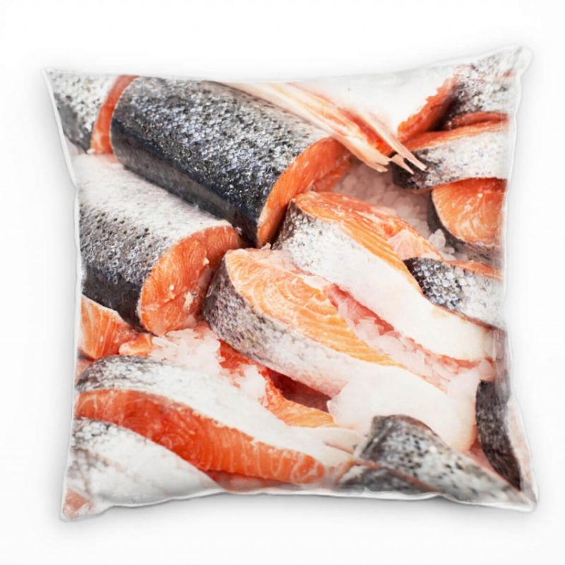 Macro, Lachs, orange, grau Deko Kissen 40x40cm für Couch Sofa Lounge Zierkissen