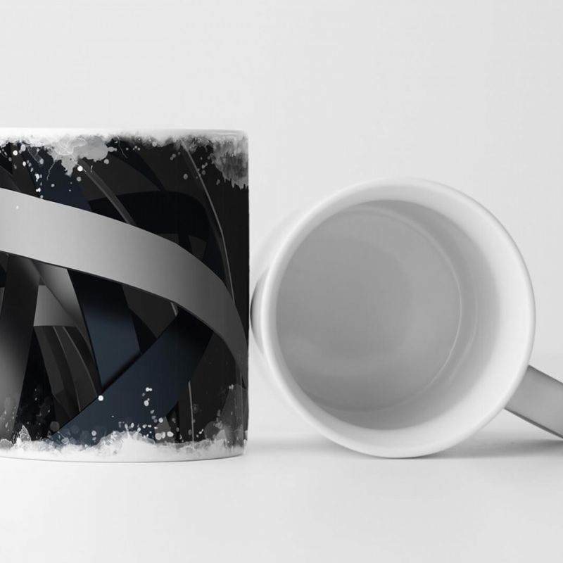 Tasse Geschenk Abstraktes Bild – Futuristische Ringe mit surrealem Hintergrund