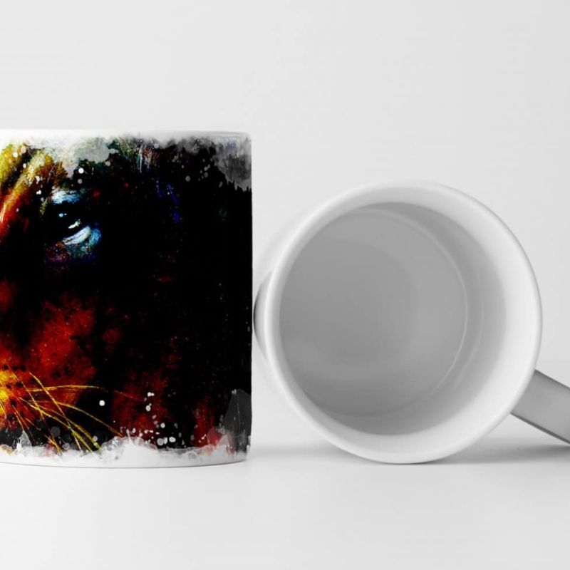 Tasse Geschenk Bild – Löwenkopf auf schwarzem Untergrund