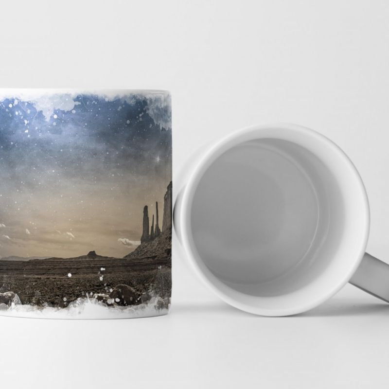 Tasse Geschenk Naturfotografie – Felsenlandschaft bei Dämmerung