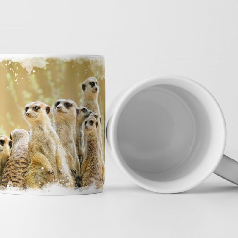 Tasse Geschenk Tierfotografie – Niedliche Erdmännchen Familie