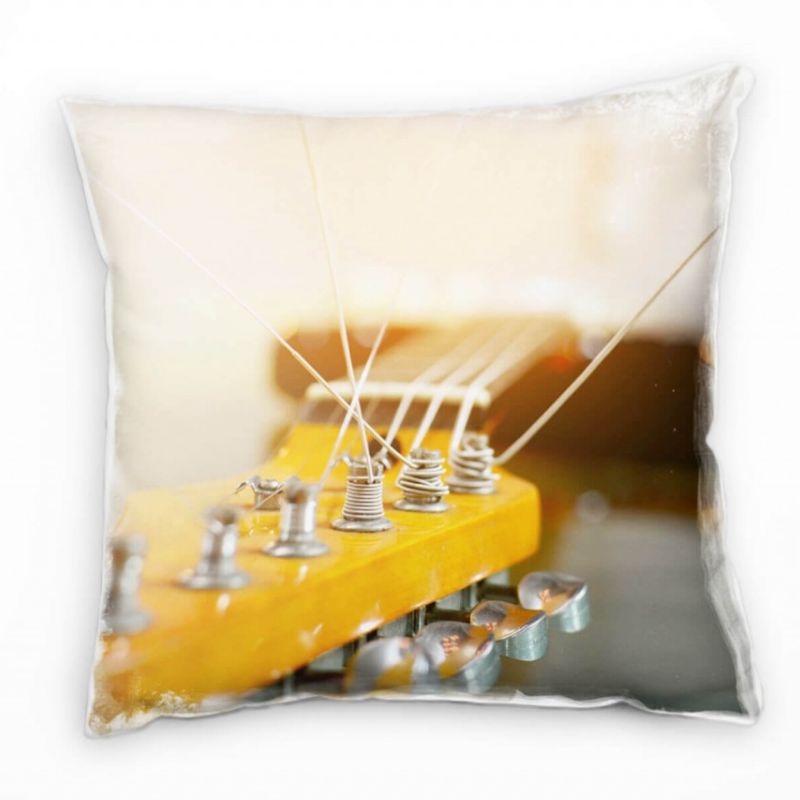 Macro, E-Gitarre, Musik, Instrument, braun, gelb Deko Kissen 40x40cm für Couch Sofa Lounge Zierkisse