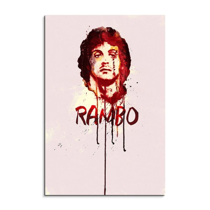 Rambo 90x60cm Aquarell Art Wandbild auf Leinwand fertig gerahmt Original Sinus Art