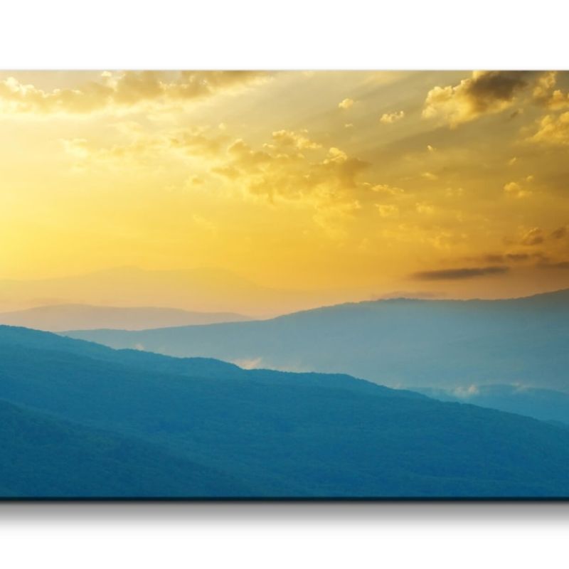 Leinwandbild 120x60cm Berge Sonnenuntergang Natur Still Friedlich Himmel