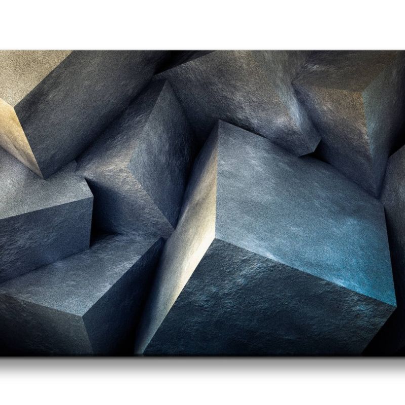 Leinwandbild 120x60cm 3d Art Zementblöcke Würfel Beton Modern Dekorativ