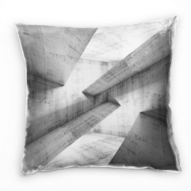 Abstrakt, dreidimensional, grau Deko Kissen 40x40cm für Couch Sofa Lounge Zierkissen