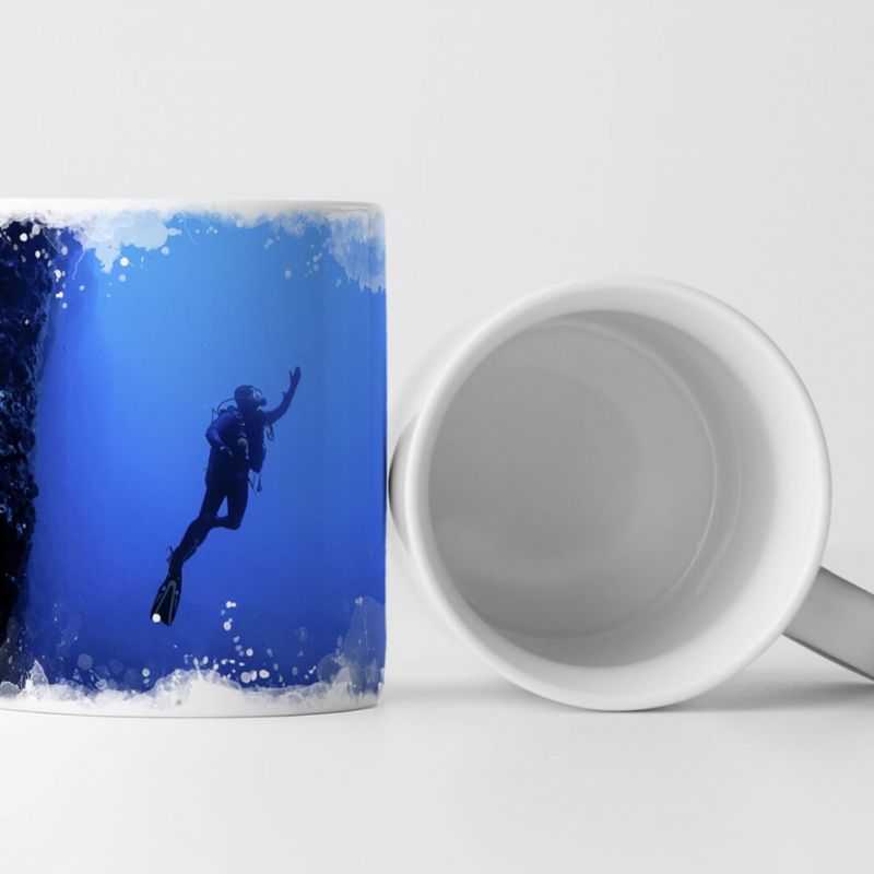 Tasse Geschenk Naturfotografie – Taucher unter Wasser Malta