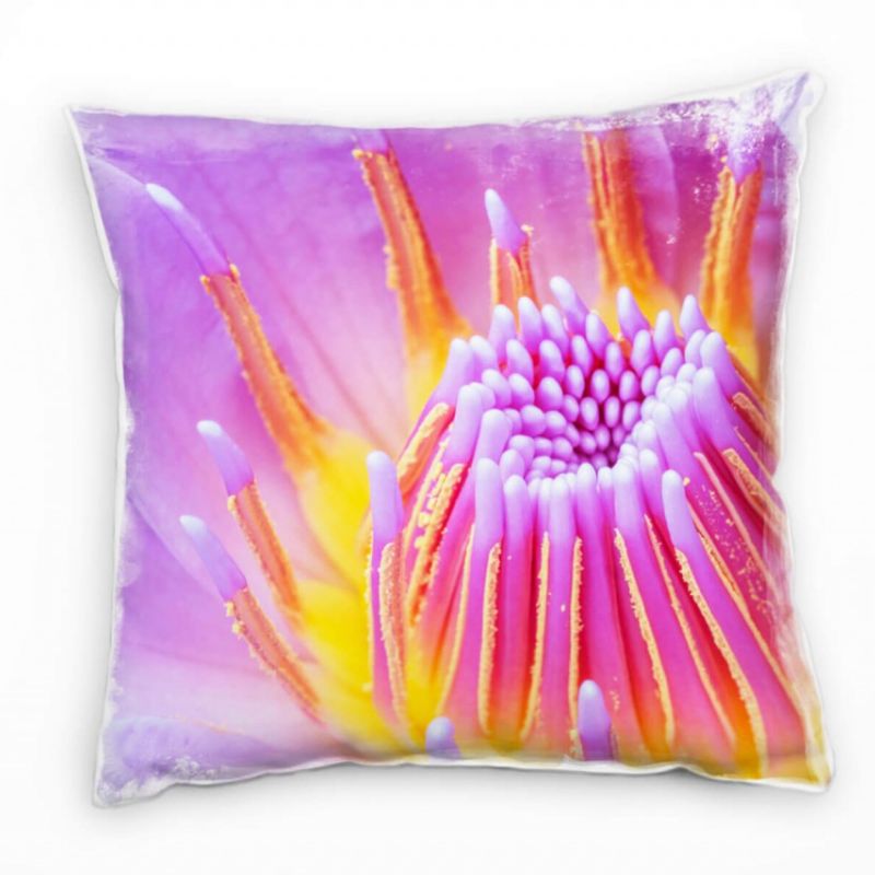 Macro, Blumen, Blüte, lila, gelb Deko Kissen 40x40cm für Couch Sofa Lounge Zierkissen