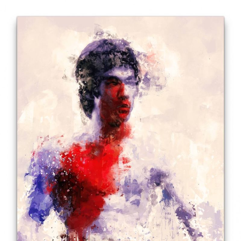 Bruce Lee Porträt Abstrakt Kunst Legende Kung Fu 60x90cm Leinwandbild