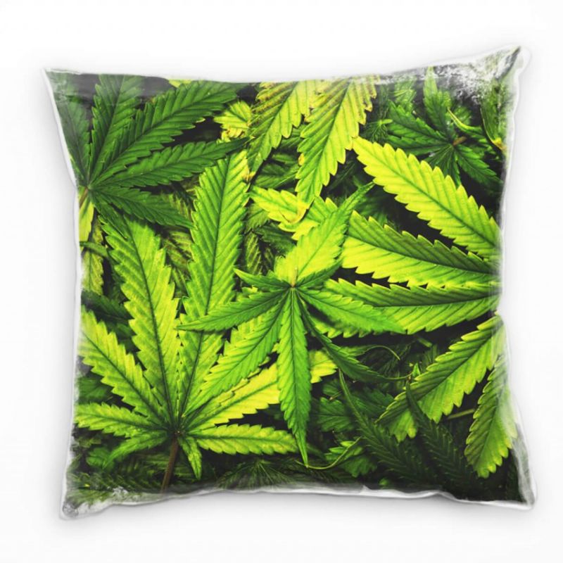 Natur, Marihuana, Blätter, grün Deko Kissen 40x40cm für Couch Sofa Lounge Zierkissen