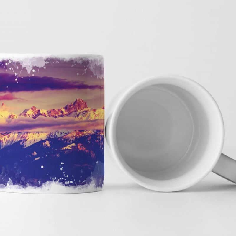 Tasse Geschenk Sonnenuntergang über den Alpen