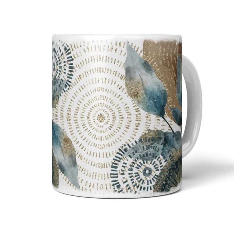 Dekorative Tasse mit schönem Motiv schönem Design Kreise goldene Elemente Wunderschön