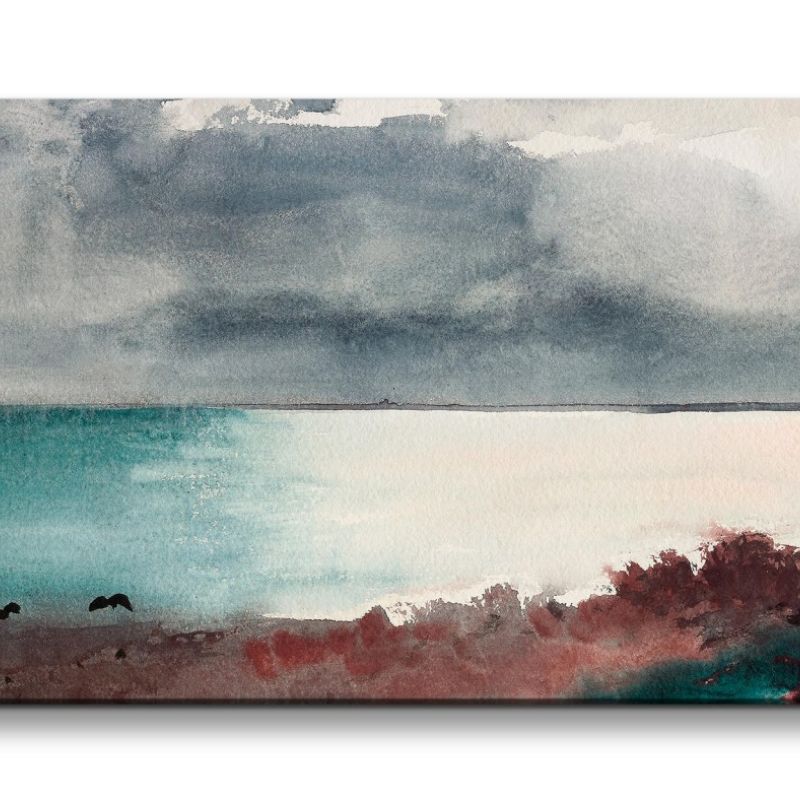 Remaster 120x60cm Winslow Homer weltberühmtes Wandbild Breaking Storm Horizont Meer Natur