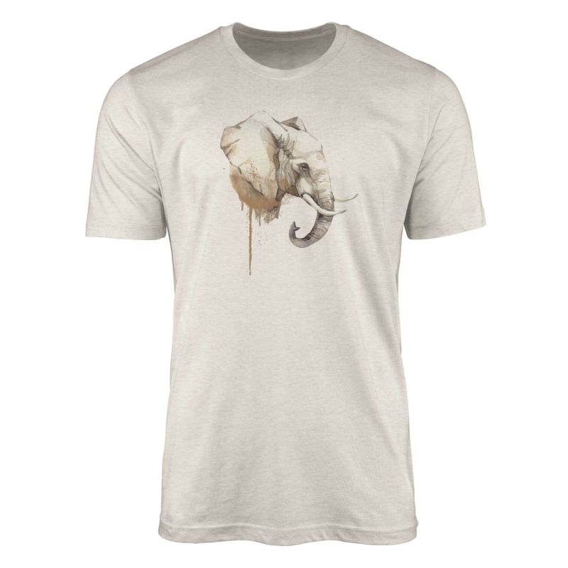 Herren Shirt 100% gekämmte Bio-Baumwolle T-Shirt  Aquarell Elefant Motiv Nachhaltig Ökomode aus erne