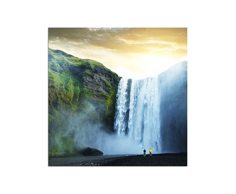 80x80cm Wasserfall Felsen Natur