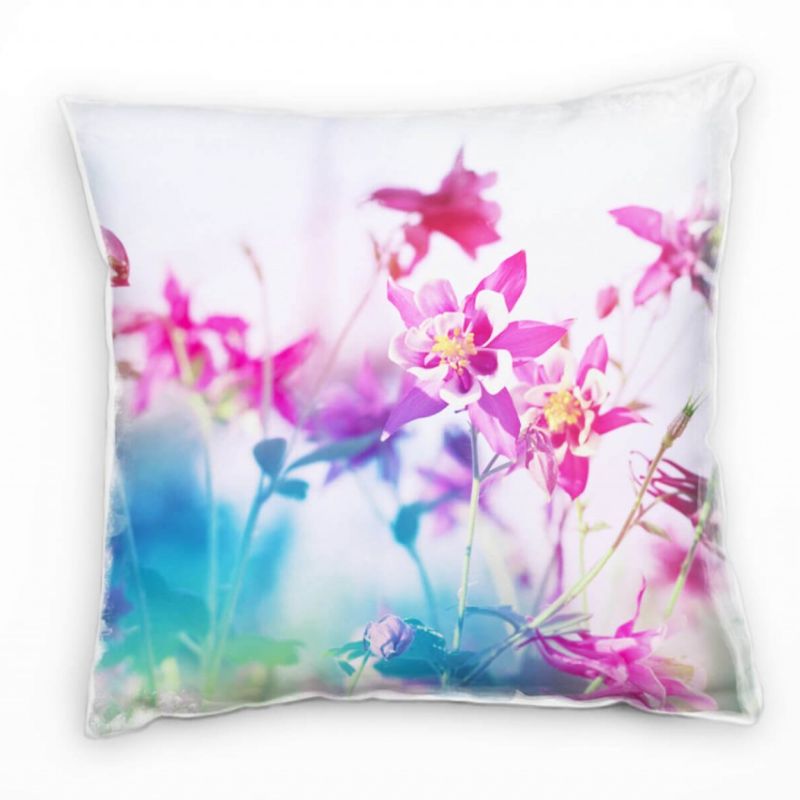 Blumen, Macro, Filter, blau, pink, Blüte Deko Kissen 40x40cm für Couch Sofa Lounge Zierkissen