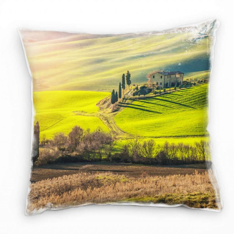 Landschaft, Wiesen, Italien, grün Deko Kissen 40x40cm für Couch Sofa Lounge Zierkissen