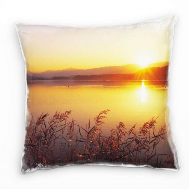 Landschaft, Sommer, Sonnenuntergang, bunt Deko Kissen 40x40cm für Couch Sofa Lounge Zierkissen