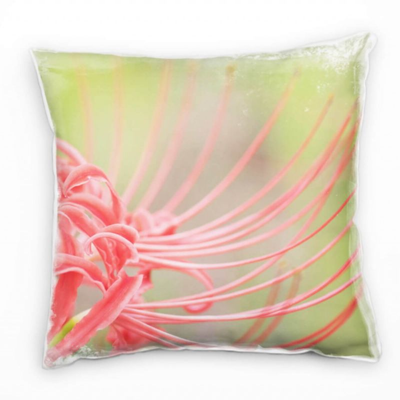 Macro, Blumen, Blüte, pink, grün Deko Kissen 40x40cm für Couch Sofa Lounge Zierkissen