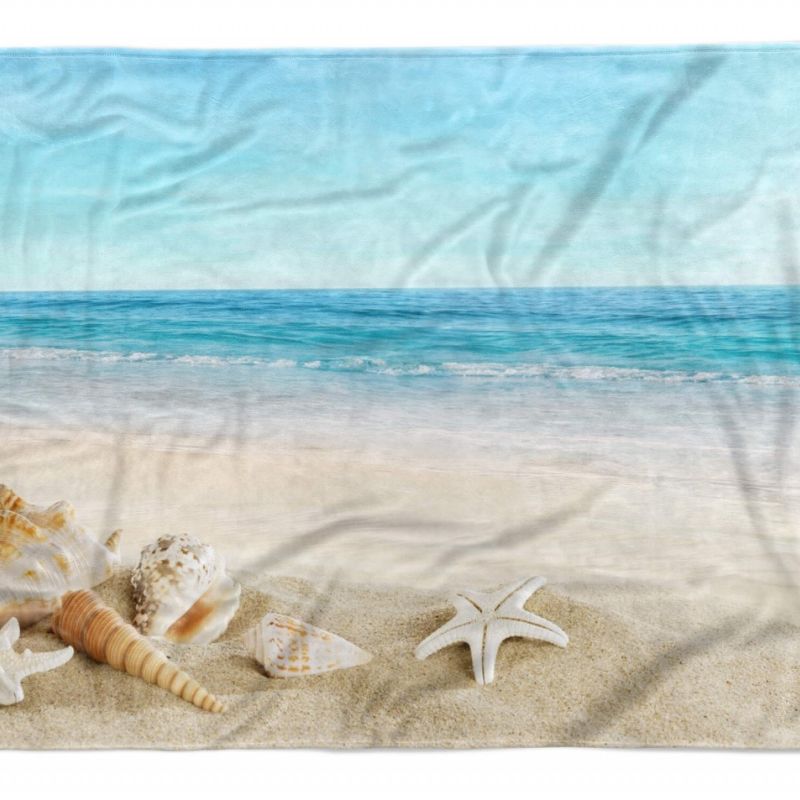 Handtuch Strandhandtuch Saunatuch Kuscheldecke  mit Fotomotiv Sandstrand Meer Mu