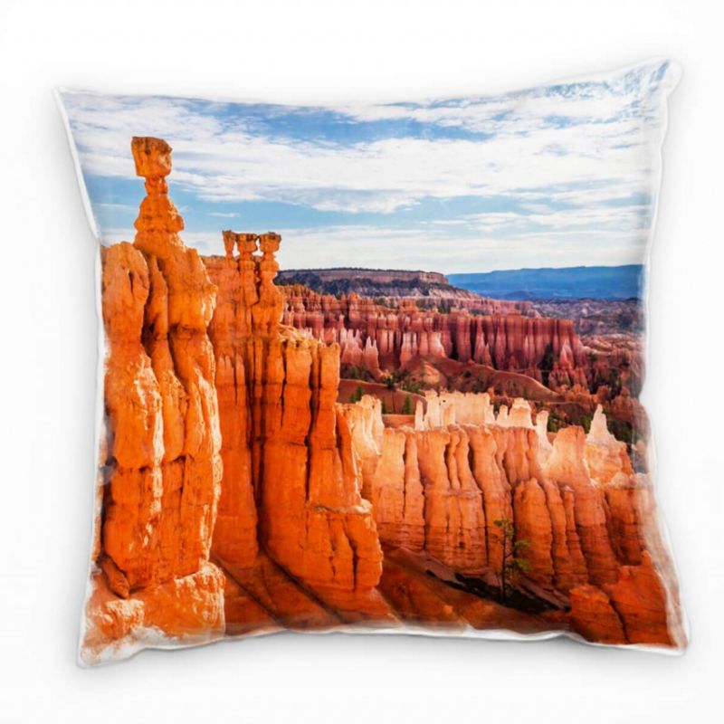 Landschaft, orange, blau, Canyon, Sandstein Deko Kissen 40x40cm für Couch Sofa Lounge Zierkissen