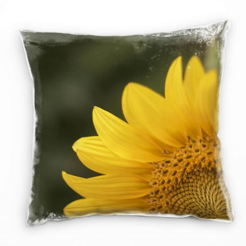 Blumen, Sonnenblume, gelb, grün Deko Kissen 40x40cm für Couch Sofa Lounge Zierkissen