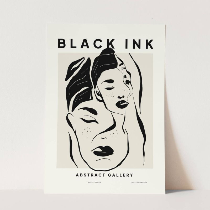 Black Ink dekorative Illustration Modern  abstrakte Frauen Gesichter