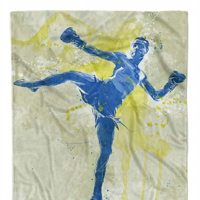 SplashArt Sport Handtuch Strandhandtuch Saunatuch Kuscheldecke Kunstvoll Kickboxen I Spor