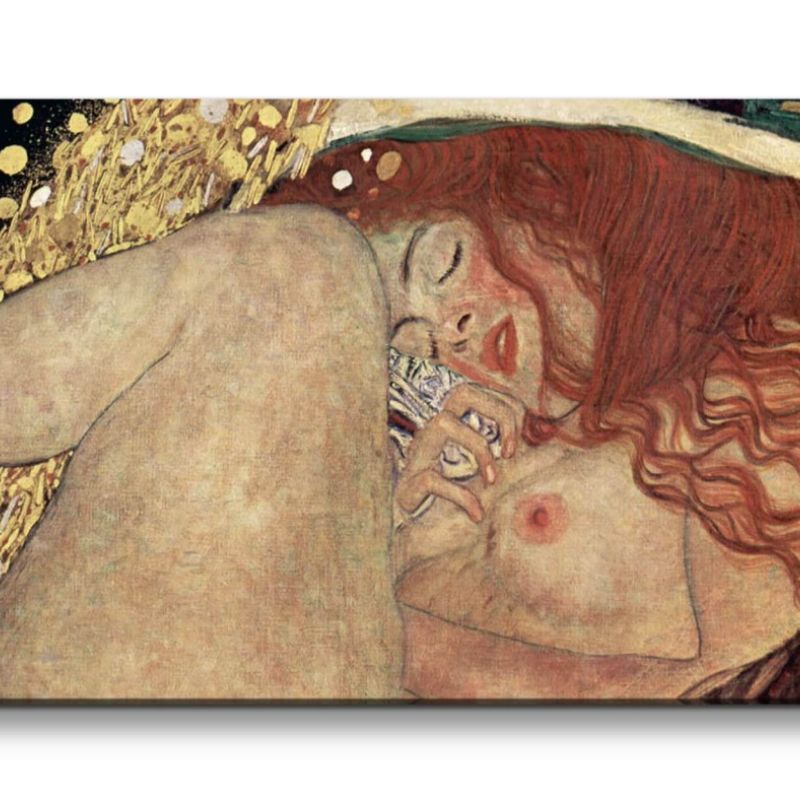 Remaster 120x60cm Gustav Klimt’s Danae Weltbekannt junge Frau Vintage Kult Kunstvoll