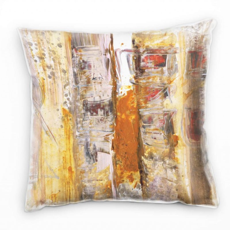 Couch Sofa Lounge Zierkissen in 40x40cm Narzissengelb Hellorange Blaßbraun Weiß