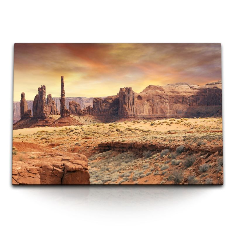 120x80cm Wandbild auf Leinwand Monument Valley Arizona USA Berge Felsen