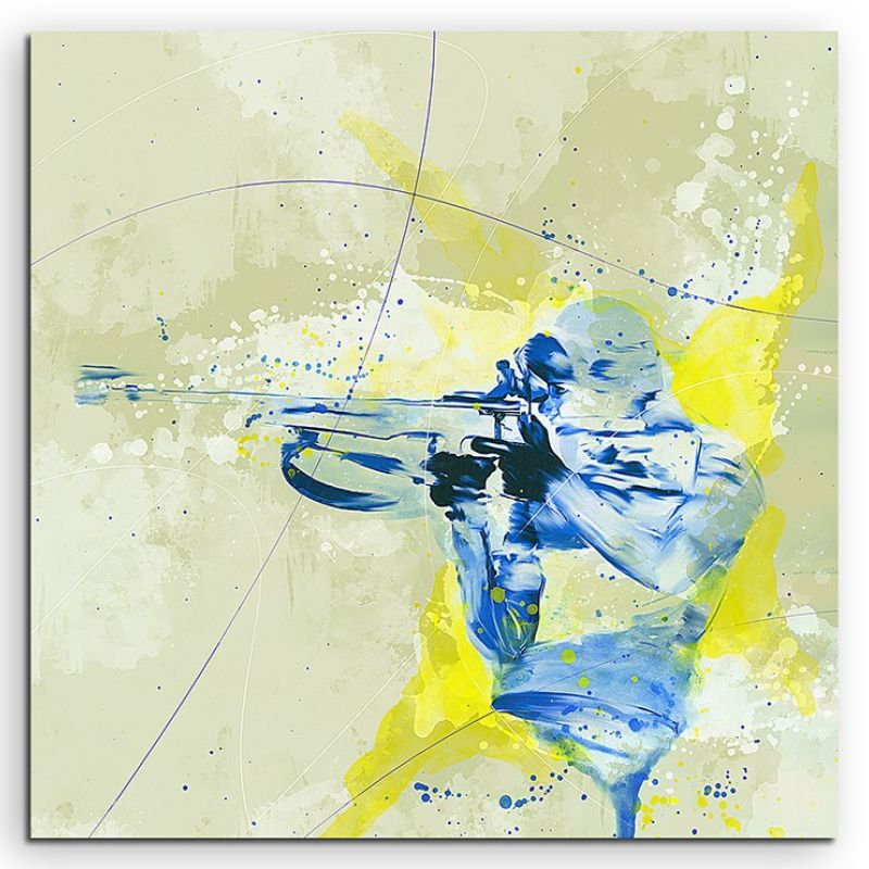 Biathlon I 60x60cm SPORTBILDER Paul Sinus Art Splash Art Wandbild Aquarell Art