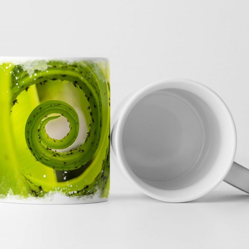 Tasse Geschenk Naturfotografie – spiralförmiges Blatt