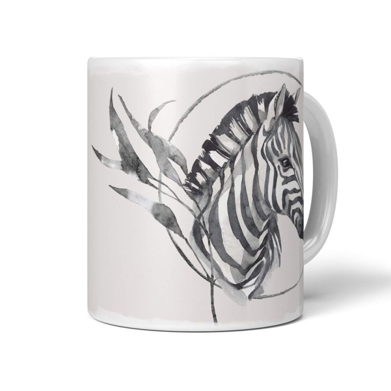 Tasse Porzellan Tier Motiv Zebra Wasserfarben Kunstvoll Aquarell