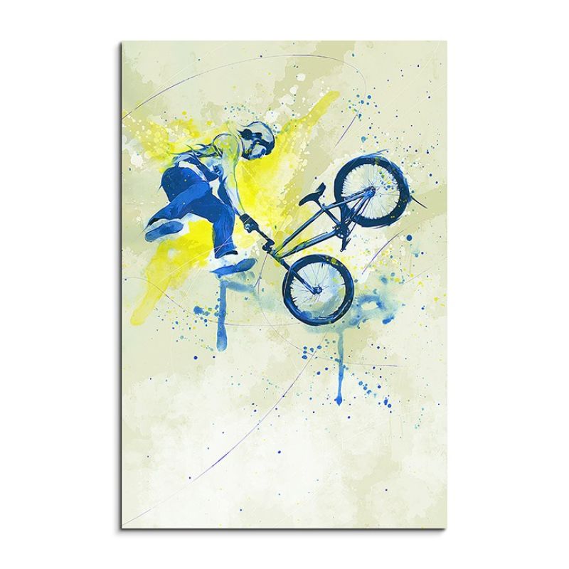 BMX I 90x60cm SPORTBILDER Paul Sinus Art Splash Art Wandbild Aquarell Art