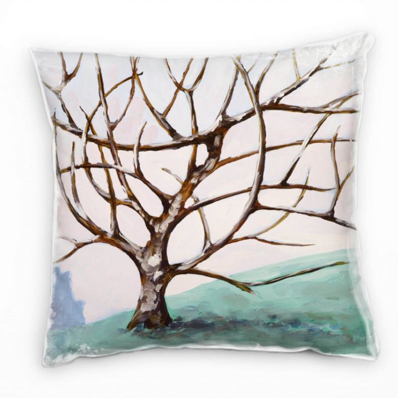 Abstrakt, Baum, heller Himmel, brauner Baum Deko Kissen 40x40cm für Couch Sofa Lounge Zierkissen