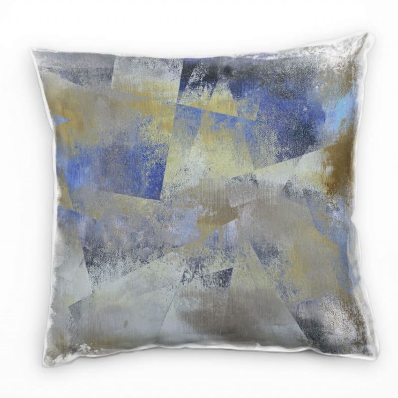 Abstrakt, Dreiecke, gemalt, blau, grau, braun, beige Deko Kissen 40x40cm für Couch Sofa Lounge Zierk