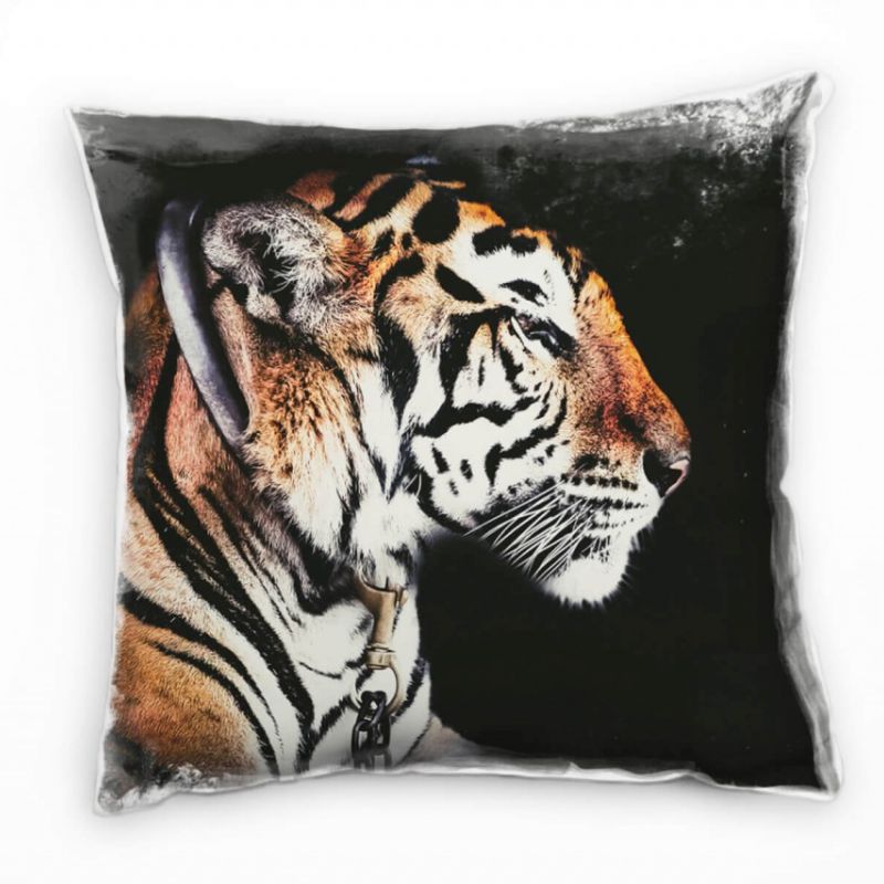 Tiere, Tiger, braun, schwarz Deko Kissen 40x40cm für Couch Sofa Lounge Zierkissen